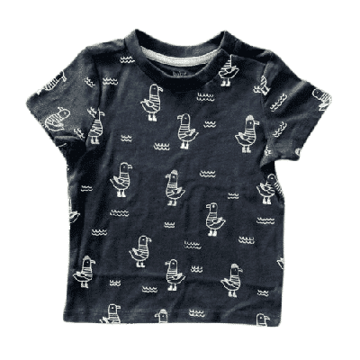 2er Set Baby-Kurzarmshirt im Farbblock Design und Möwen Print, Blau, Größe 80 – Bild 3