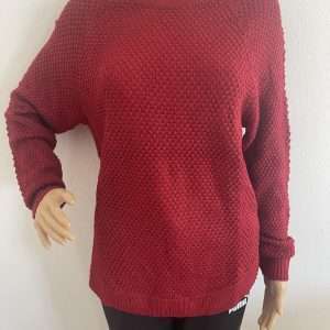 Aniston CASUAL Rundhalspullover im Perlstrick, in Rot, Gr. 34