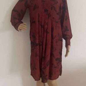 Aniston SELECTED Blusenkleid mit Blätterdruck, in Weinrot, Gr. 38