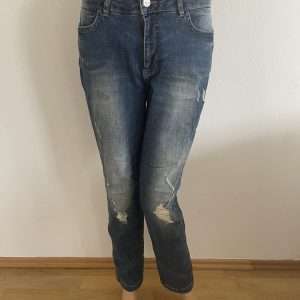 Aniston CASUAL skinny-fit jeans, met destroyed effect, in blauw used, maat 40