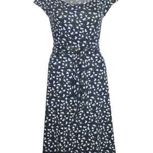 Sommerkleid mit Blumendruck, in Dunkelblau,  Gr. L