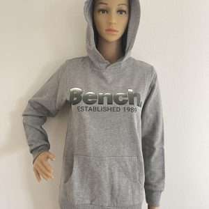 Bench. Kapuzensweatshirt Basic mit großem Logo-Druck , in Grau meliert, Gr. 152/158