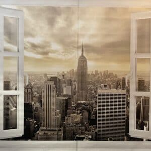 murimage Fototapete Fenster Manhattan Skyline, 183 x 127 cm, 2-tlg.
