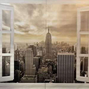 murimage Fototapete Fenster Manhattan Skyline, 183 x 127 cm, 2-tlg.