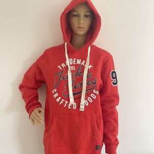 Sudadera con capucha Jack & Jones JORCHAMPS, en rojo fuego moteado, talla L