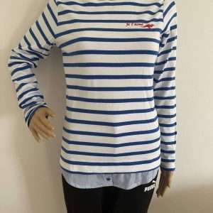 KangaROOS 2 в 1 рубашка с длинным рукавом и блузка, синий, белый, размер 32/34