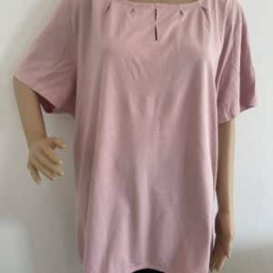 Rundhalsshirt mit Keyhole-Ausschnitt, in Rosa, Gr. 54