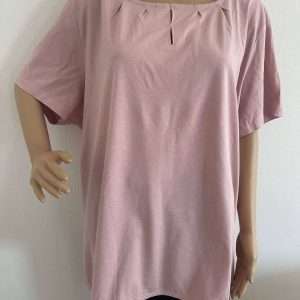 Rundhalsshirt mit Keyhole-Ausschnitt, in Rosa, Gr. 54