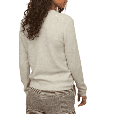 Klassischer Damen Strickpullover mit Wollanteil in hellbeige meliert, Größe S – Bild 3