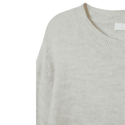 Klassischer Damen Strickpullover mit Wollanteil in hellbeige meliert, Größe S – Bild 4