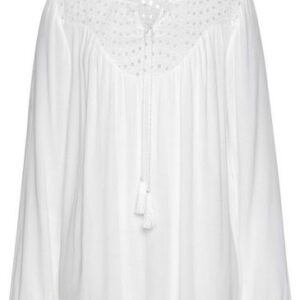 LASCANA Crepebluse mit Lochstickerei, in Weiß, Größe 46