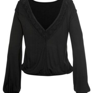 LASCANA Langarmshirt, in Schwarz, Größe 44/46