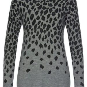 LASCANA Strickpullover mit Leomuster, in Grau-Leo, Größe 32/34