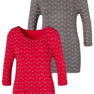 LASCANA T-Shirt 3/4 Arm im 2er Pack, in Rot und Grau, Größe 36/38