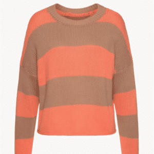 LASCANA gestreifter Strickpullover, in Taupe-Koralle, Größe 36/38