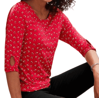 LASCANA T-Shirt 3/4 Arm im 2er Pack, in Rot und Grau, Größe 36/38 – Bild 4