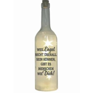 LED-Flasche mit Motiv, Weil Engel nicht überall sein können, gibt es Menschen wie Dich!
