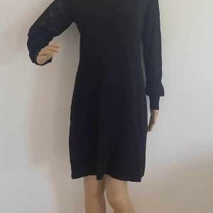 Laura Scott Robe en maille ajourée avec manches, en noir, taille 38