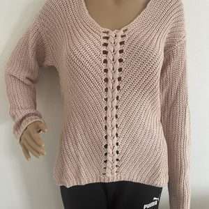 LASCANA Strickpullover mit Zopfmusterdetails, in Puderrosa, Gr. 36/38