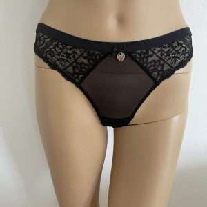 Lascana thong made of transparent lace in a floral look, in black, size 36/38