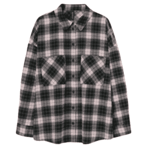 Legere Flanellbluse für Damen in Hellrosa/Schwarz kariert, Größe L, XL