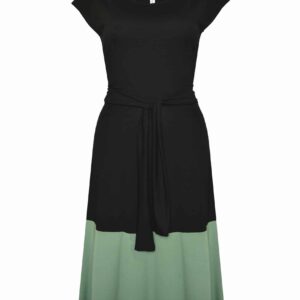 Sommerkleid mit Bindegürtel, in Schwarz, Mint, Gr. L