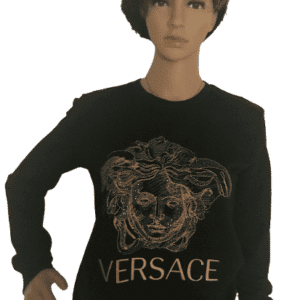 Medusa Kopf Versace Sweater mit Strassbesatz in schwarz Größe S