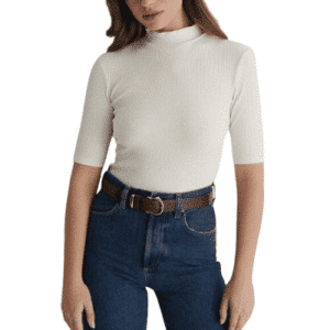 NA-KD Basic - Ribbed Jersey Top für Damen in Weiß, Größe S