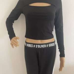 Camiseta de manga larga ONLLIVE LOVE con detalles recortados, en negro, talla S