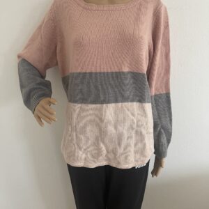 Only Strickpullover ONLNICOYA, in Rosa gestreift, Gr. L