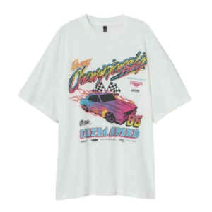 Oversized T-Shirt aus Baumwolljersey mit Druck - Vintage - Weiß, Größe L