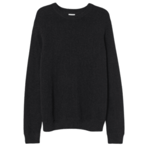 Pullover in Strukturstrick aus weicher Baumwolle, in Dunkelgrau-meliert, Größe M