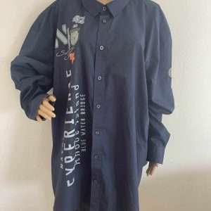 Camicia da uomo Rhode Island con stampa grande, in blu navy, taglia 49/50