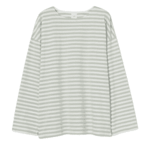 Shirt aus Baumwolljersey mit extralangen Ärmeln, in Hellgrün/Weiß gestreift, S