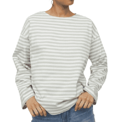 Shirt aus Baumwolljersey mit extralangen Ärmeln, in Hellgrün/Weiß gestreift, S – Bild 2