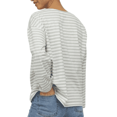 Shirt aus Baumwolljersey mit extralangen Ärmeln, in Hellgrün/Weiß gestreift, S – Bild 3