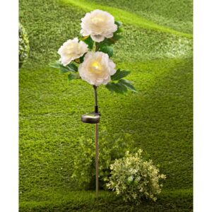 Solar-Gartenstecker Pfingstrosen, in weiß, 3-teilig, H 75 cm