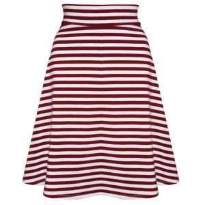 Nora zomerrok, gestreept, in bordeaux wit, maat L