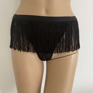 petite fleur gold string overt with fringes, in black, size 36/38