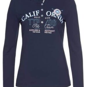 TOM TAILOR Polo Team Langarm-Poloshirt, in Marine, Größe 34