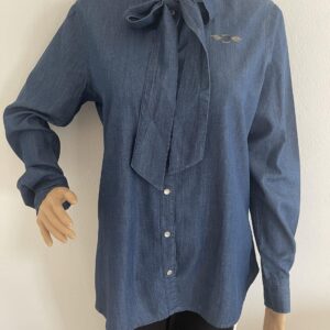 TOM TAILOR Polo Team Jeansbluse mit Bindeband, in Blau, Gr.38