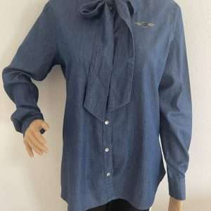 TOM TAILOR Polo Team Jeansbluse mit Bindeband, in Blau, Gr.38