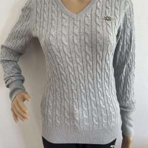 TOM TAILOR Polo Team pullover con motivo a cavi, grigio, taglia 32/34