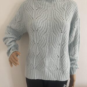 TOM TAILOR Struktur-Strickpullover mit Stehkragen, in Hellblau, Gr. 36/38