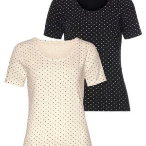 Vivance T-Shirt im 2er-Pack, in Schwarz und Weiß, Gepunktet, Größe 40/42