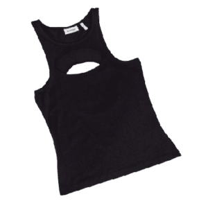Weekday –Taddea–Schwarzes Tanktop, Bio-Baumwolle mit Zierausschnitt, Schwarz, XS