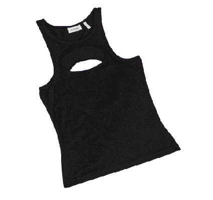 Weekday -Taddea canotta nera, cotone organico con scollatura decorativa, nero, XS