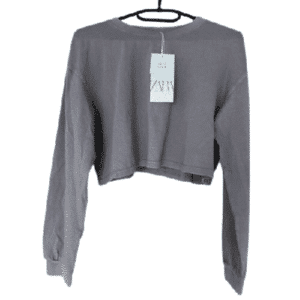 ZARA - CROPPED-SWEATER für Damen, Baumwolle, in Mauve, Größe S