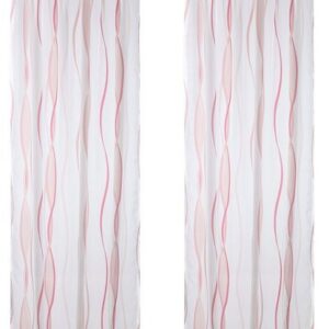 my home Gardine Dimona, 2 Stk, mit Kräuselband, in Weiß-Rose, Größe 140cmx145cm