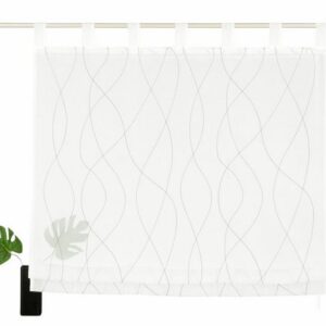 my home Raffrollo, 1Stk. mit Schlaufen, in Weiß-Grau, Größe 100cmx140cm